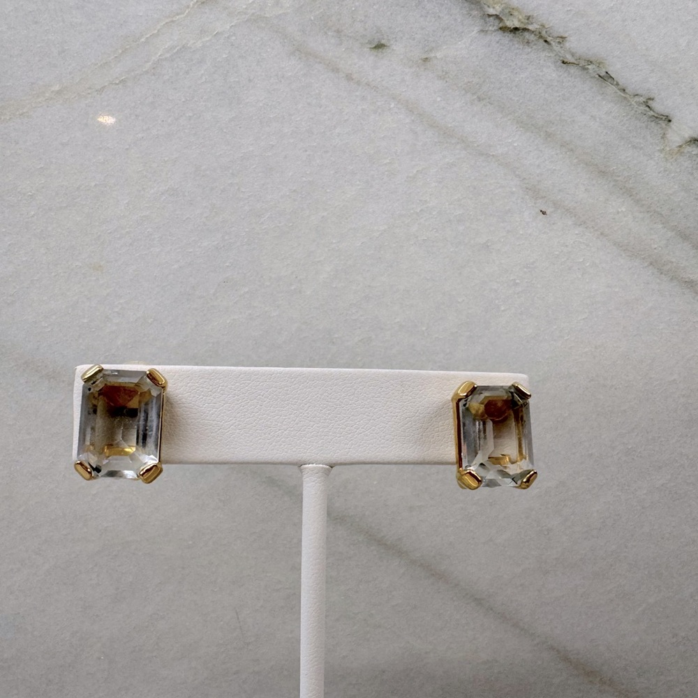 Swarovski Crystal Gold Geometric Clip On Earrings